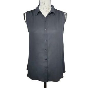 Express Women's Size Small Black Lace Yoke Back Sleeveless Sheer Blouse Tank